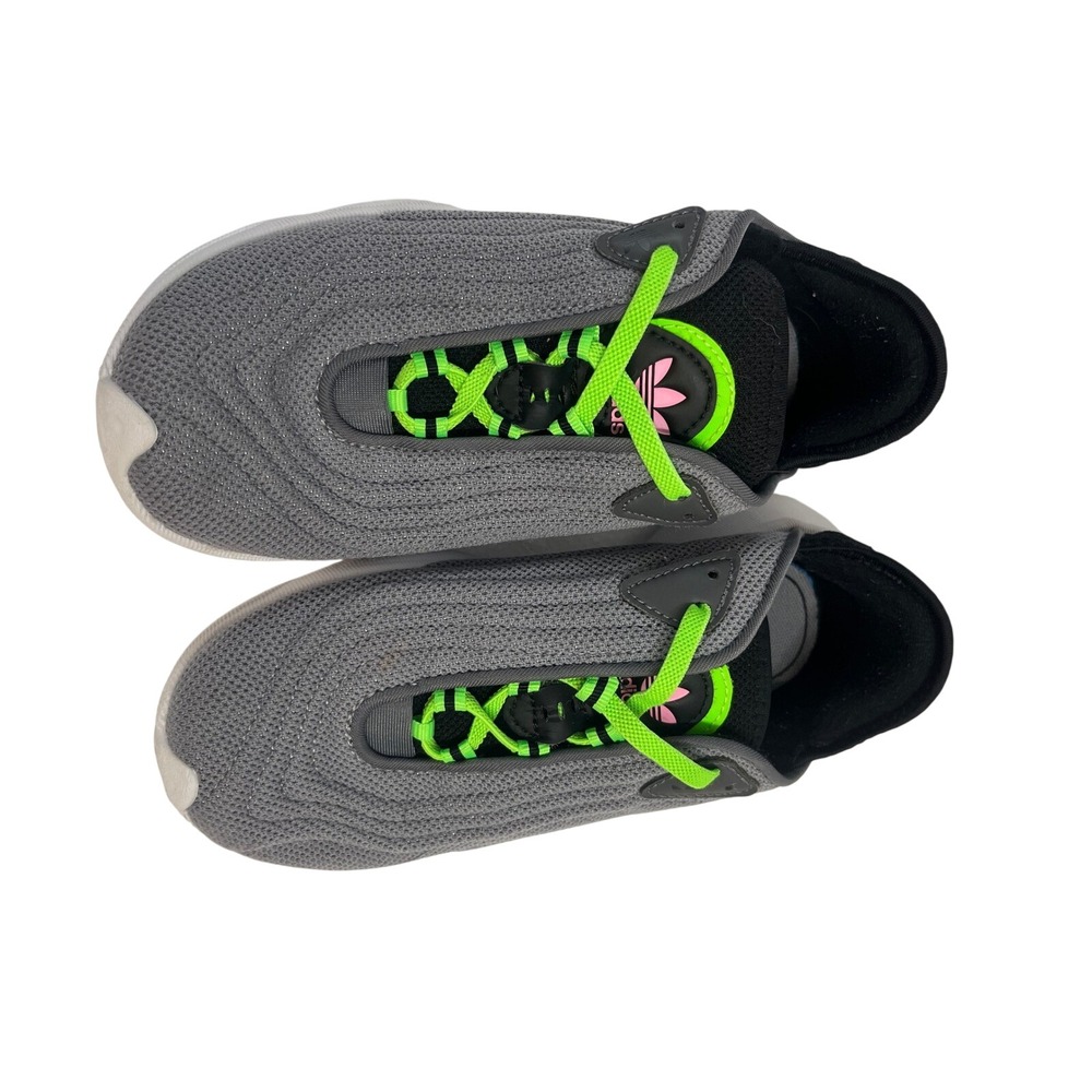 Adidas Ozelia Kids Shoes Size 2 Grey Black Lime Green Sneakers FZ6074‎